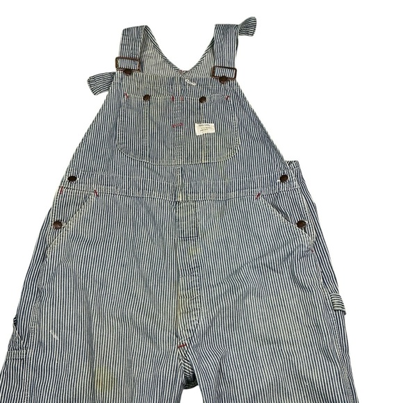 Vintage Big Mac 1960s/70s Square Bak Hickory stripe bib overalls waist 38  USA - Picture 4 of 7